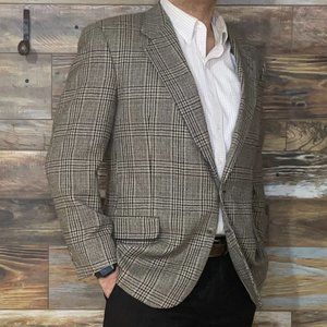Cesarani Wool Blend Brown Plaid Blazer Sport Jacket Size 46L